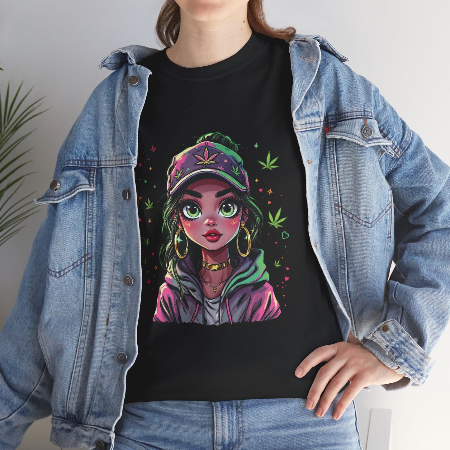 Weed Girl Graphic Tee — Cute Stoned Girl Illustration T-Shirt
