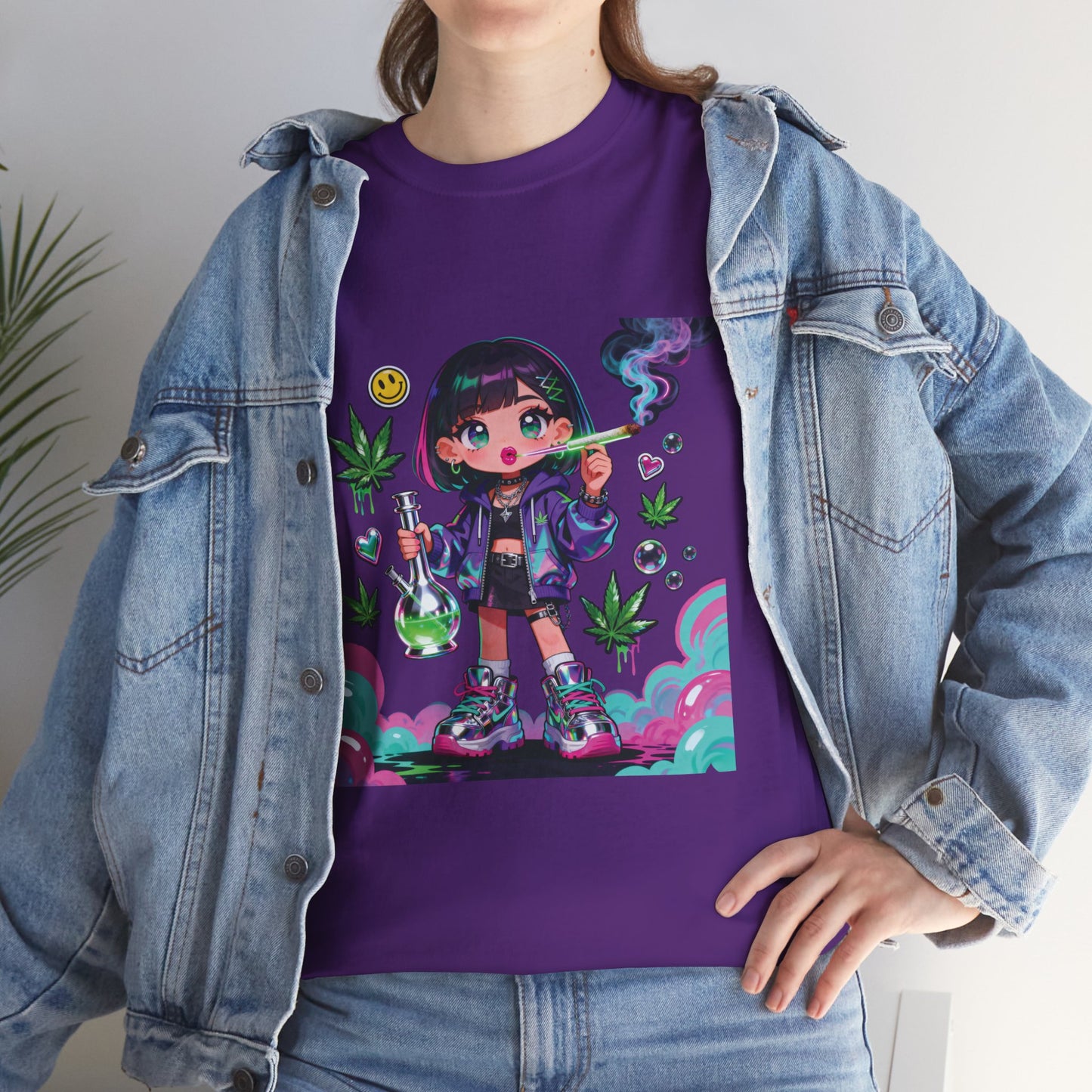Graphic Tee — Cute Grunge Girl with 420 Art (Kawaii Stoner Aesthetic)