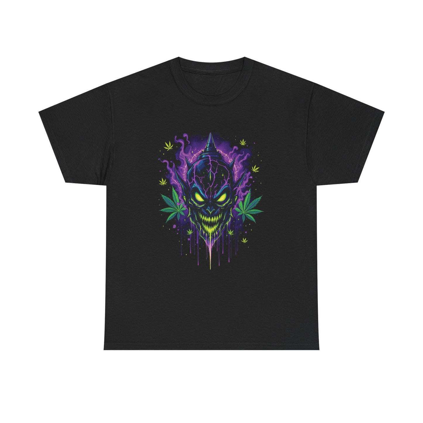 Green Demon Mask T‑Shirt — Neon Creeper 420 Skull Graphic Tee