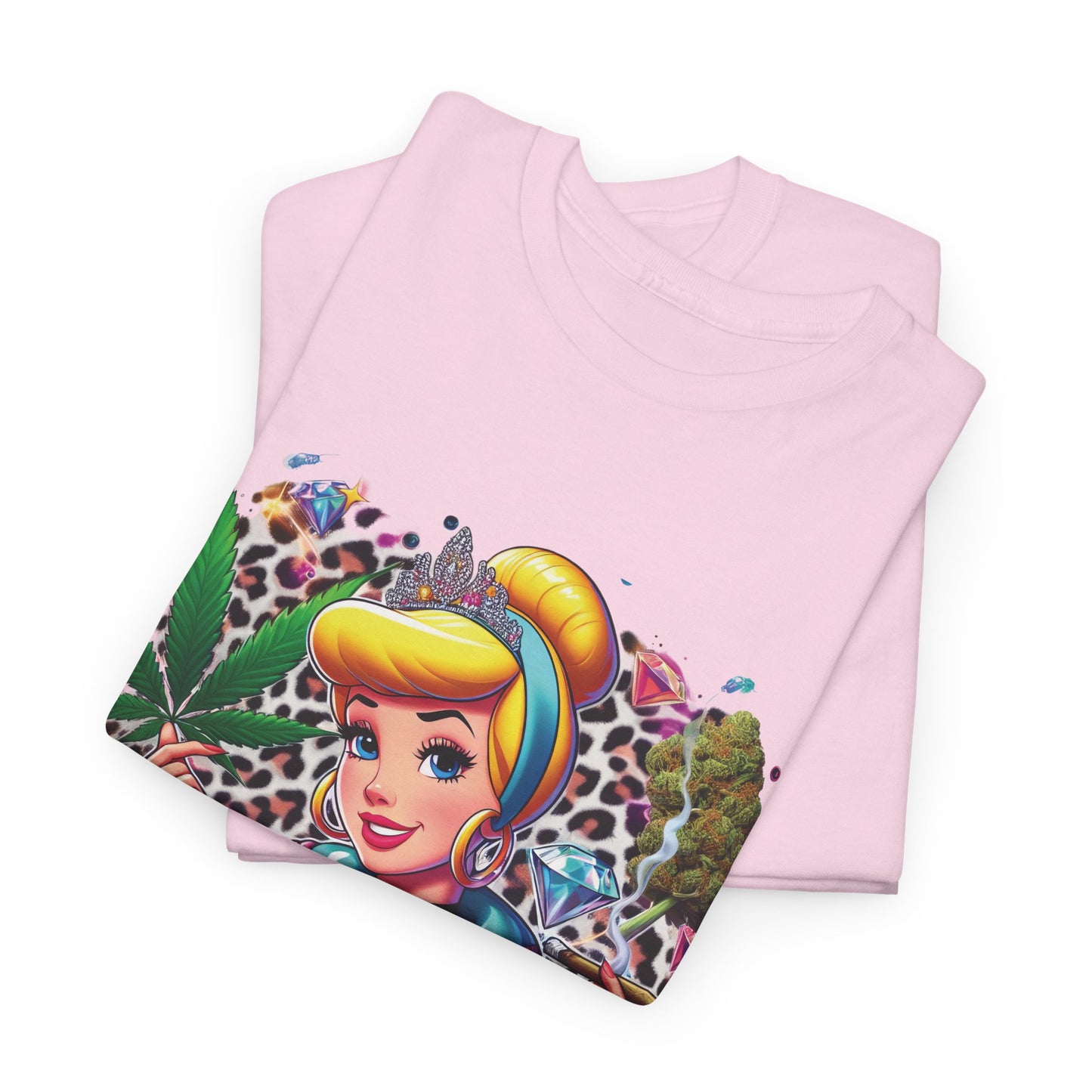 Cinderella Stoner Graphic Tee — Retro Princess Smoking Weed Art Shirt