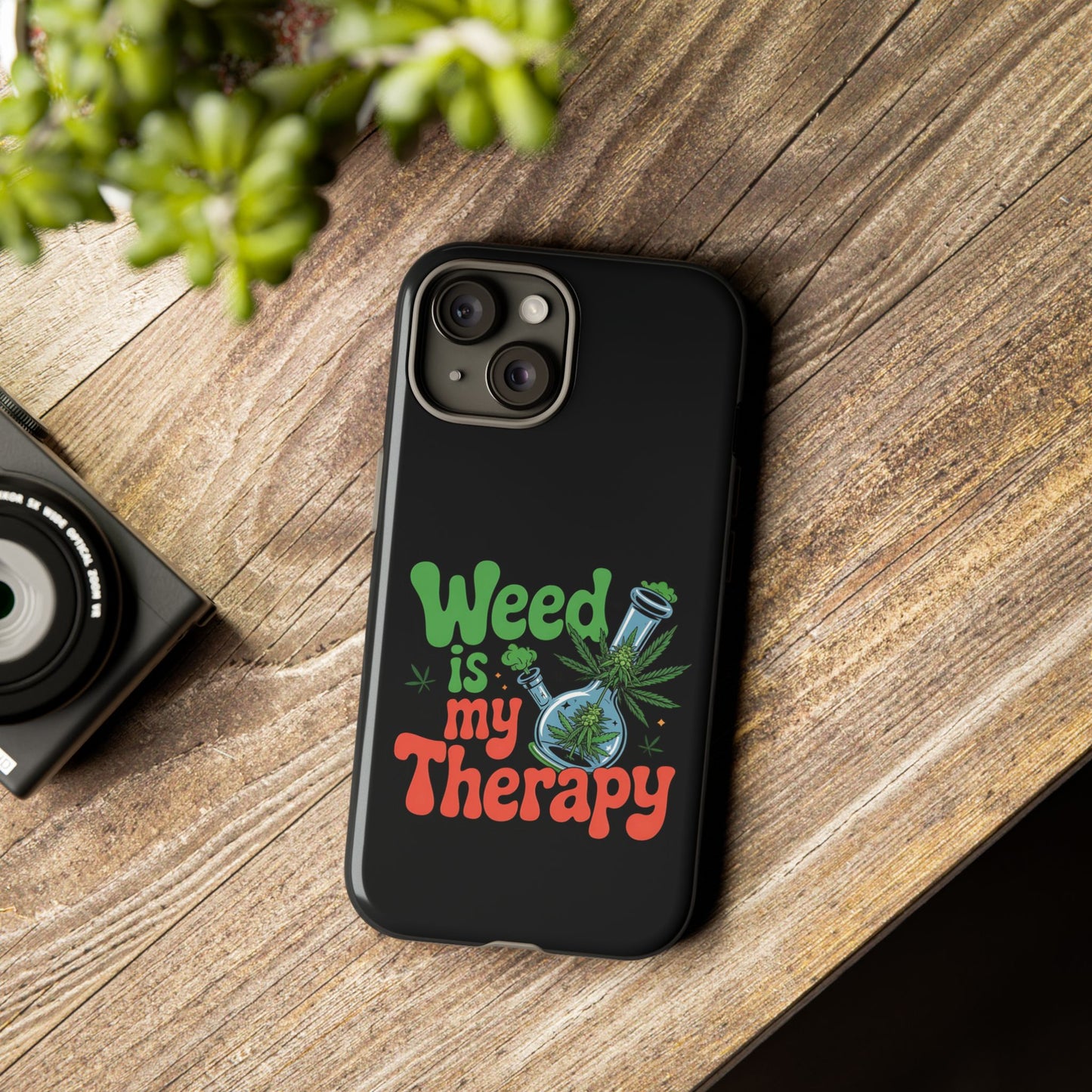 Phone Case — "Weed Is My Therapy" Retro Cannabis Design