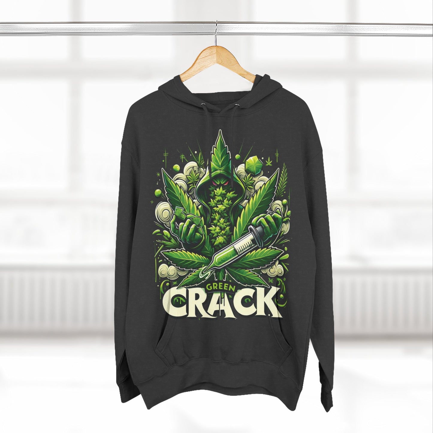 Green Crack Three-Panel Fleece Hoodie