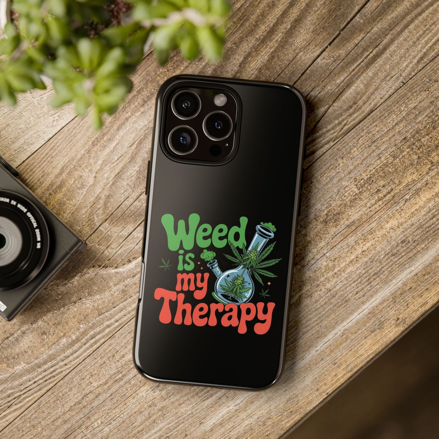Phone Case — "Weed Is My Therapy" Retro Cannabis Design