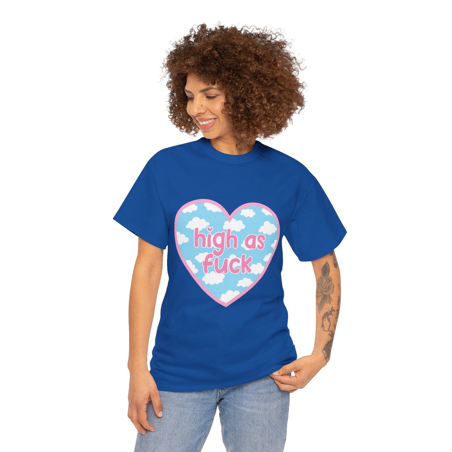 High as F*** Heart Tee — Cute Pastel Cloud Graphic T-Shirt