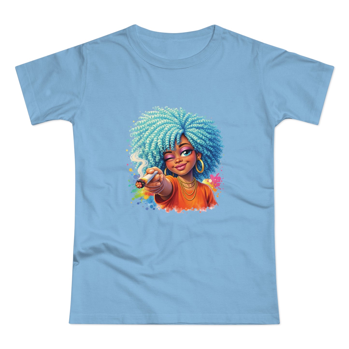 Afro Girl Pointing Graphic T-Shirt — Colorful Natural Hair Illustration Tee