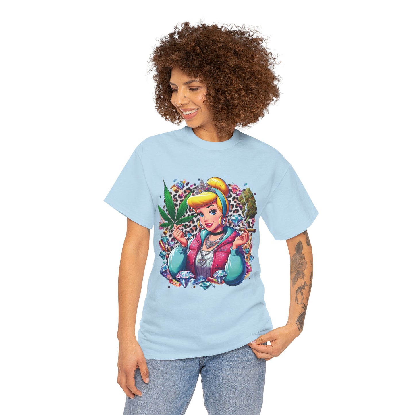 Cinderella Stoner Graphic Tee — Retro Princess Smoking Weed Art Shirt