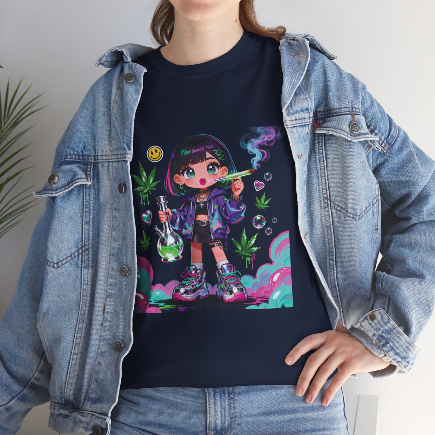 Graphic Tee — Cute Grunge Girl with 420 Art (Kawaii Stoner Aesthetic)