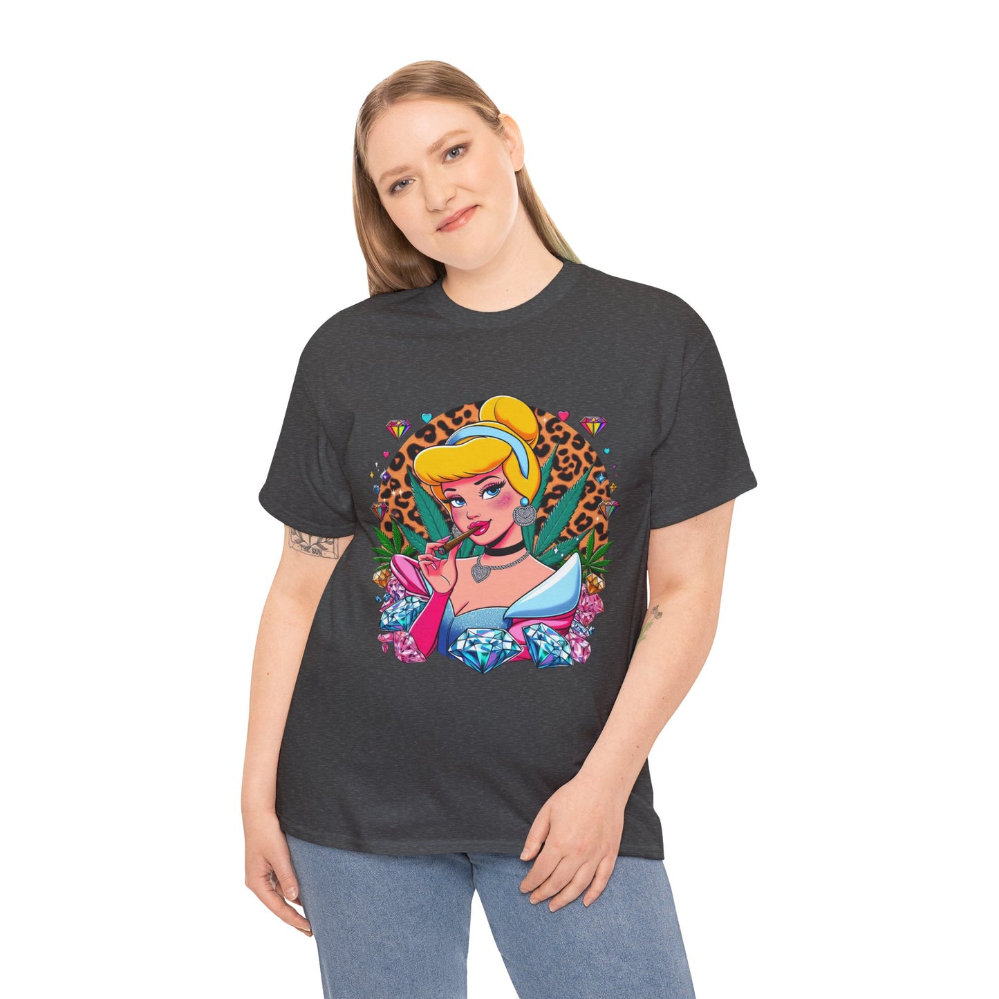 Cinderella Retro Pinup Tee — "Look Like Barbie, Smoke Like Marley" Graphic T‑Shirt