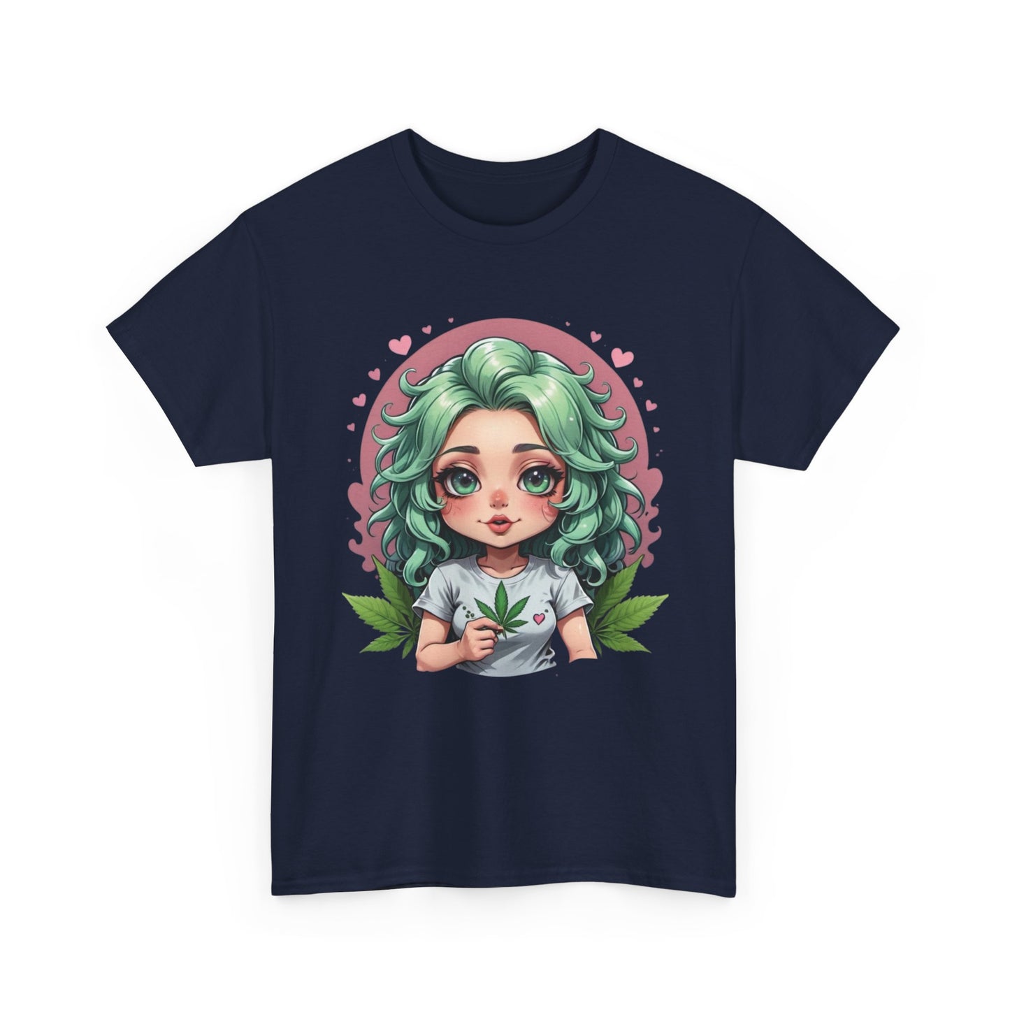 Plant Girl Cute Tee — Green Hair Anime Girl Graphic T-Shirt