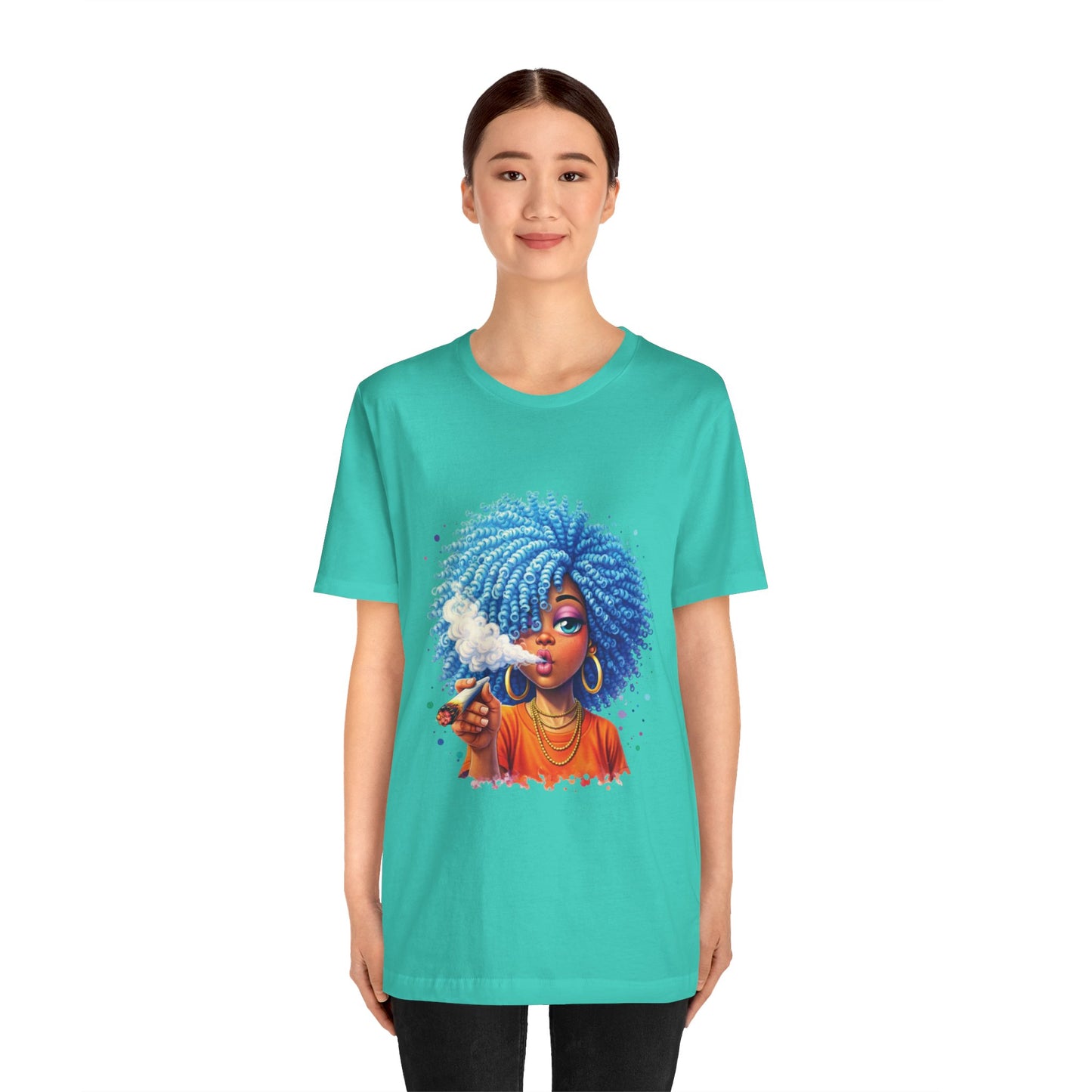 Afro Puff Vibes T-Shirt — Cool Blue Hair Graphic Tee