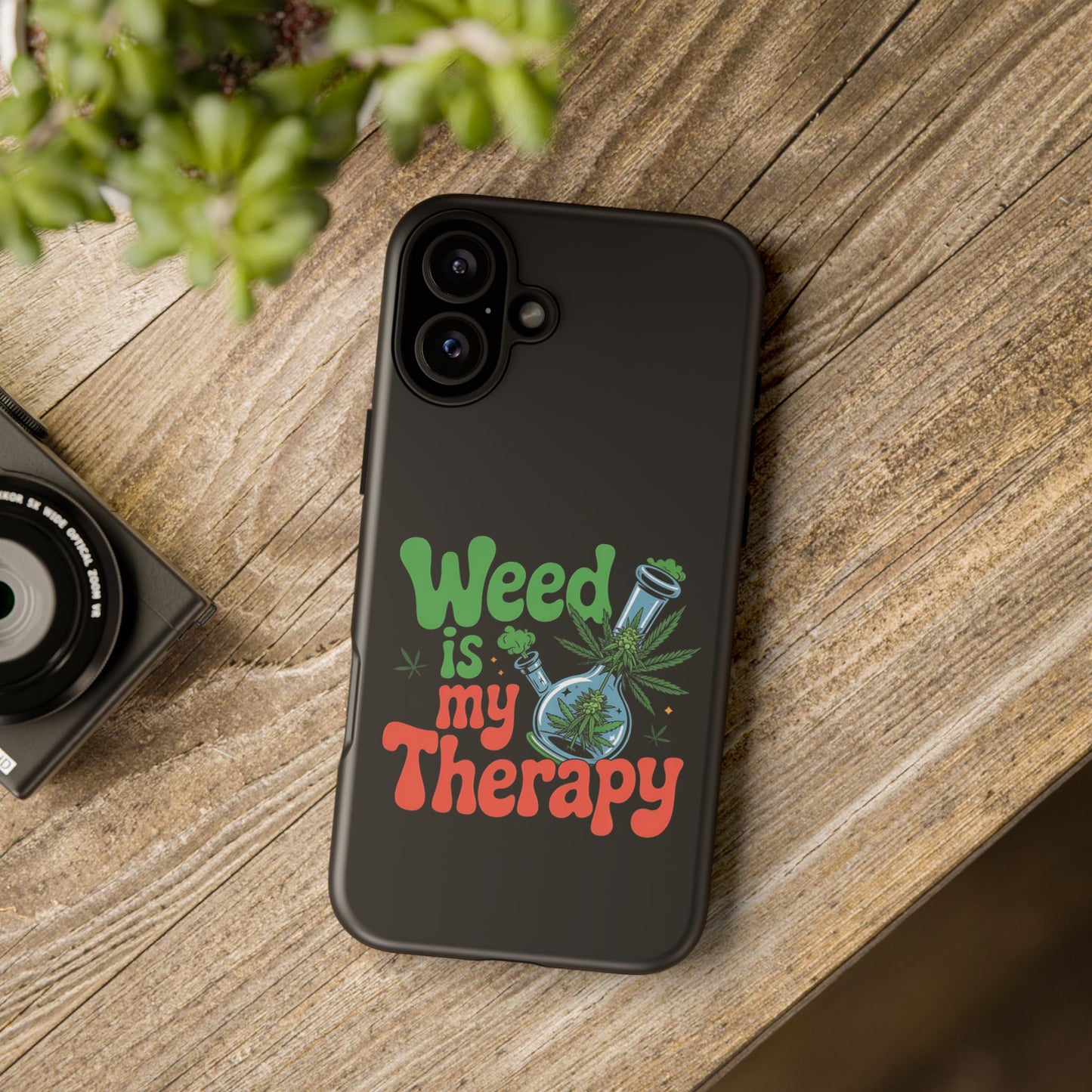 Phone Case — "Weed Is My Therapy" Retro Cannabis Design