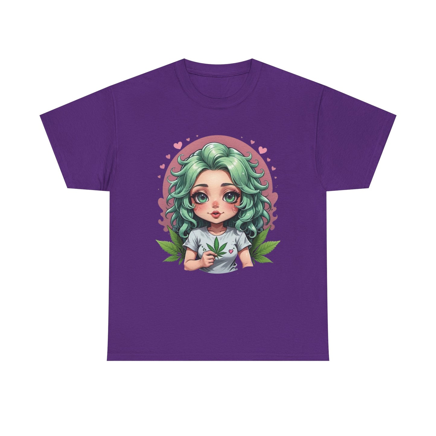Plant Girl Cute Tee — Green Hair Anime Girl Graphic T-Shirt