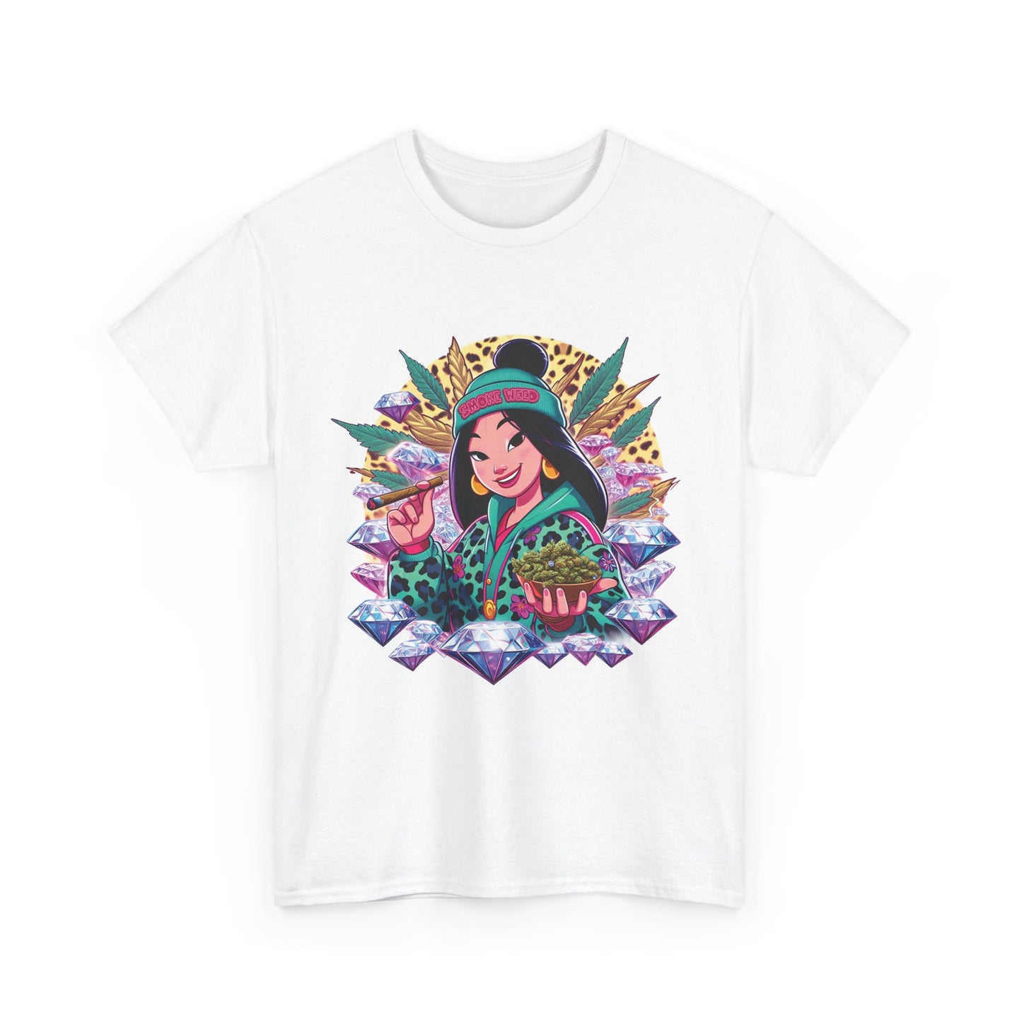 Mulan Floral Portrait T‑Shirt — Vibrant Asian Princess Illustration Tee