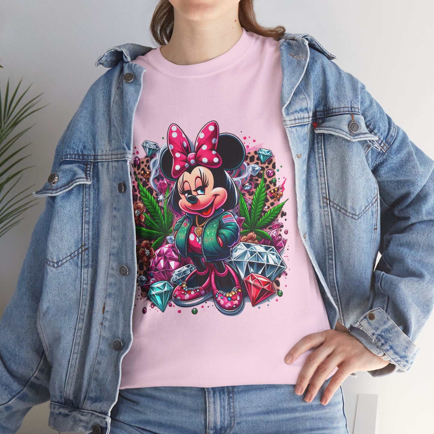 Minnie Mouse Floral Gem Tee — Cute Cartoon 420 Graphic T-Shirt