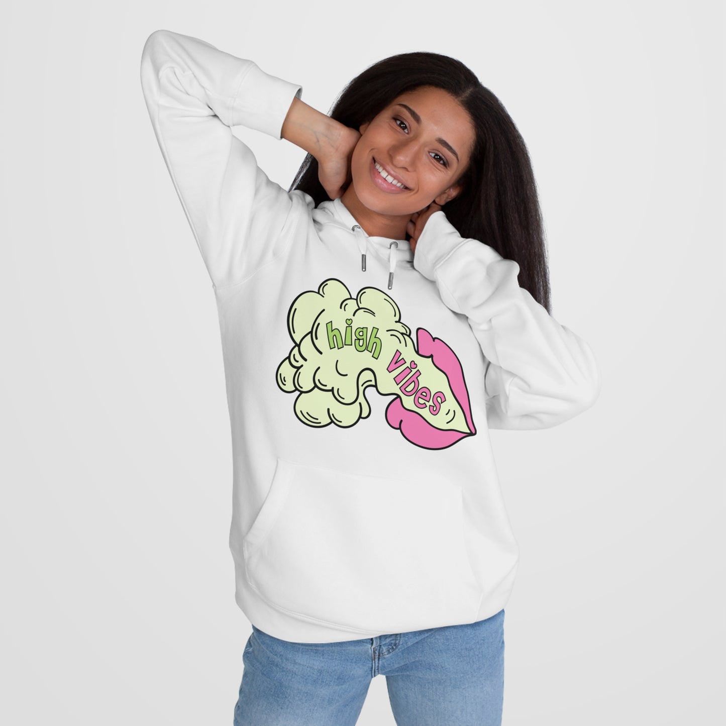 High Vibes Pot Princess Hoodie – Cute Pink Heart 420 Graphic Hooded Sweatshirt