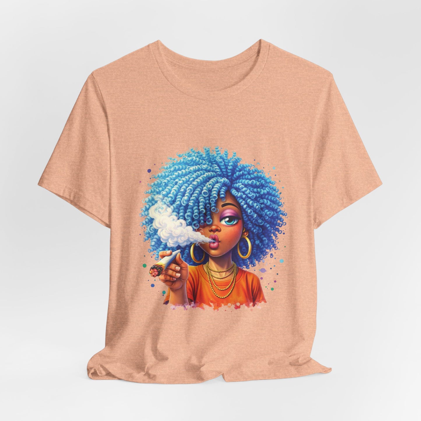 Afro Puff Vibes T-Shirt — Cool Blue Hair Graphic Tee