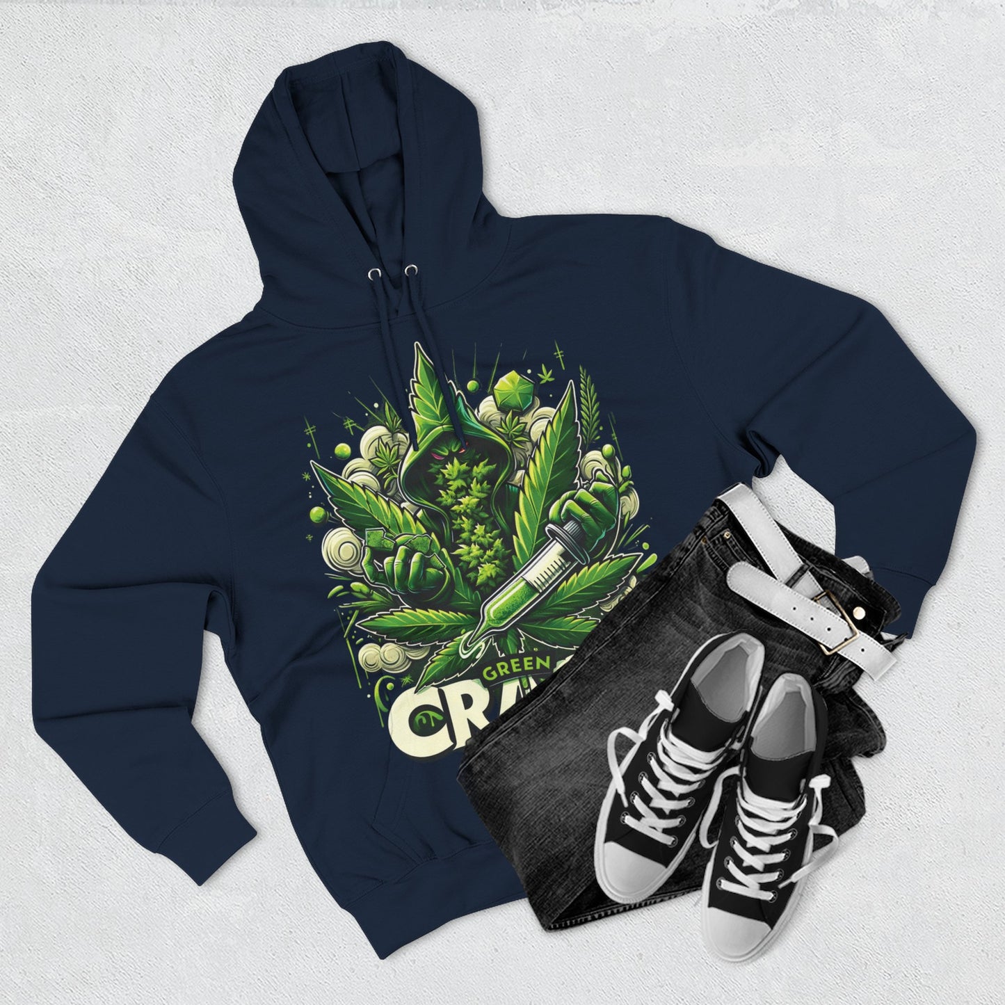 Green Crack Three-Panel Fleece Hoodie