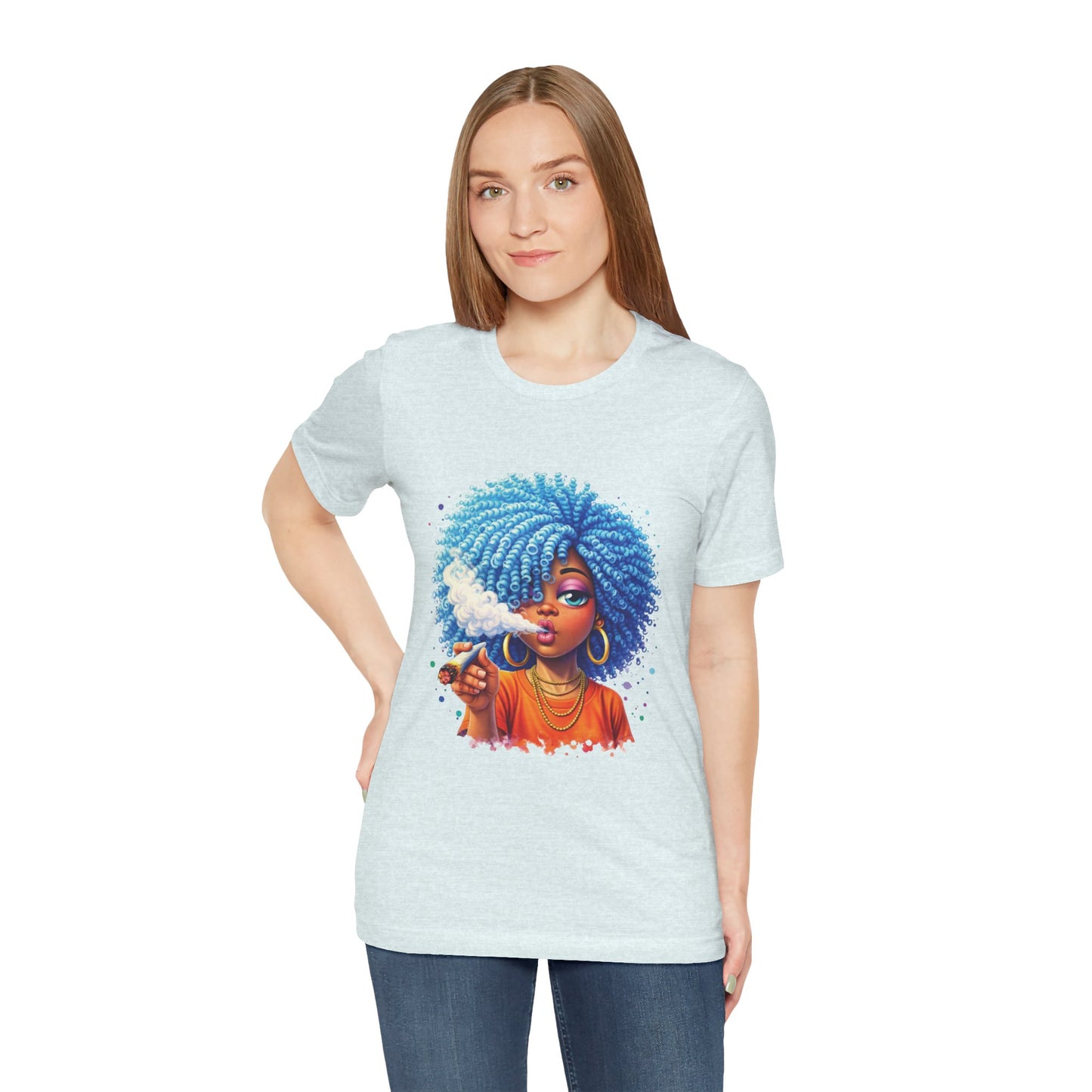 Afro Puff Vibes T-Shirt — Cool Blue Hair Graphic Tee