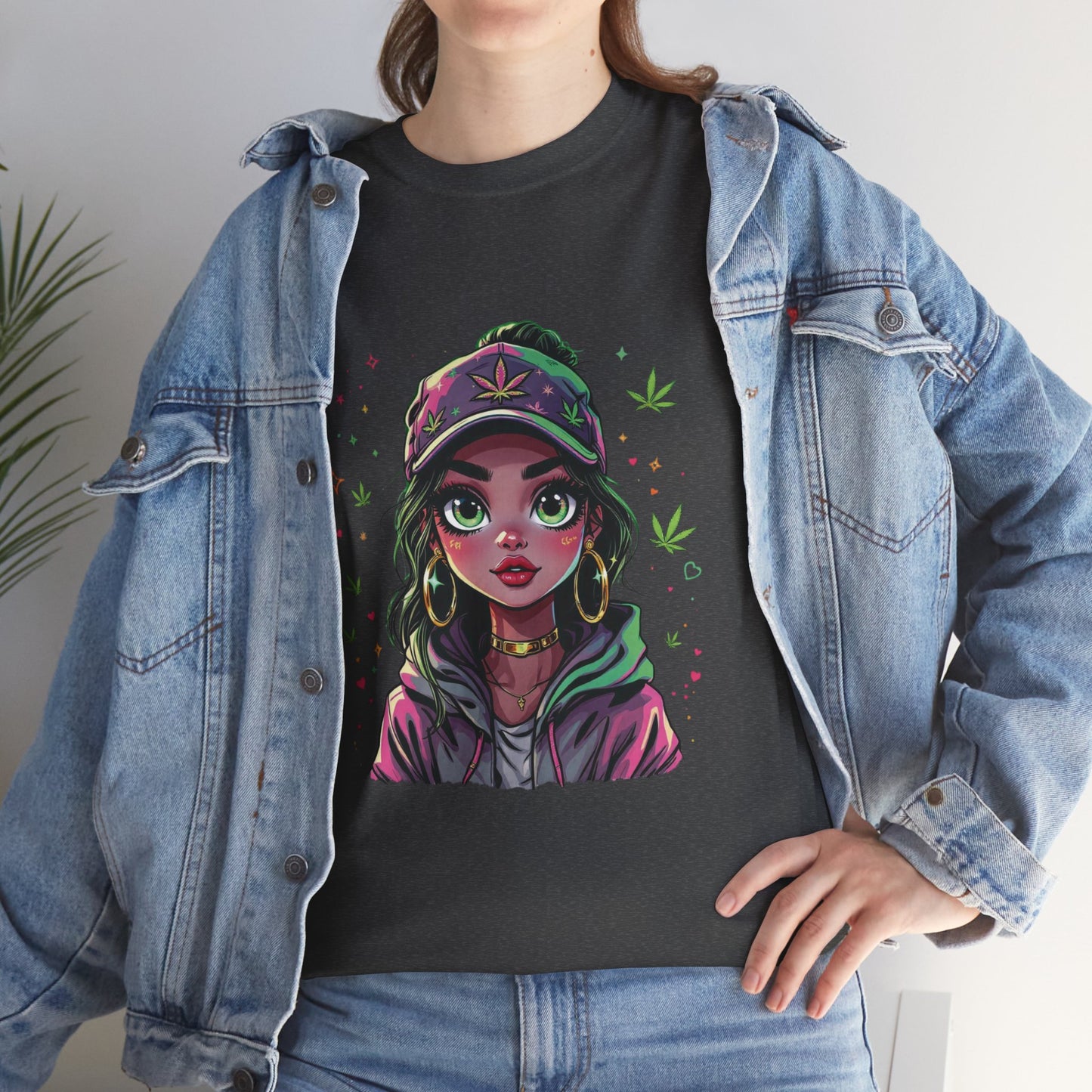 Weed Girl Graphic Tee — Cute Stoned Girl Illustration T-Shirt
