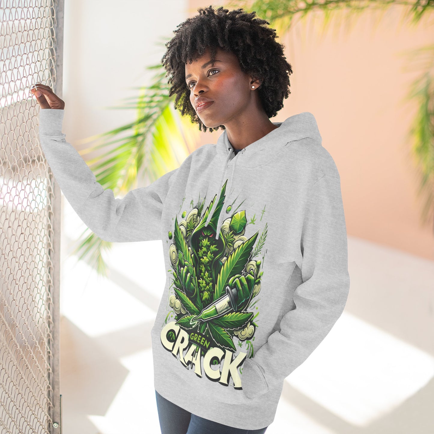 Green Crack Three-Panel Fleece Hoodie