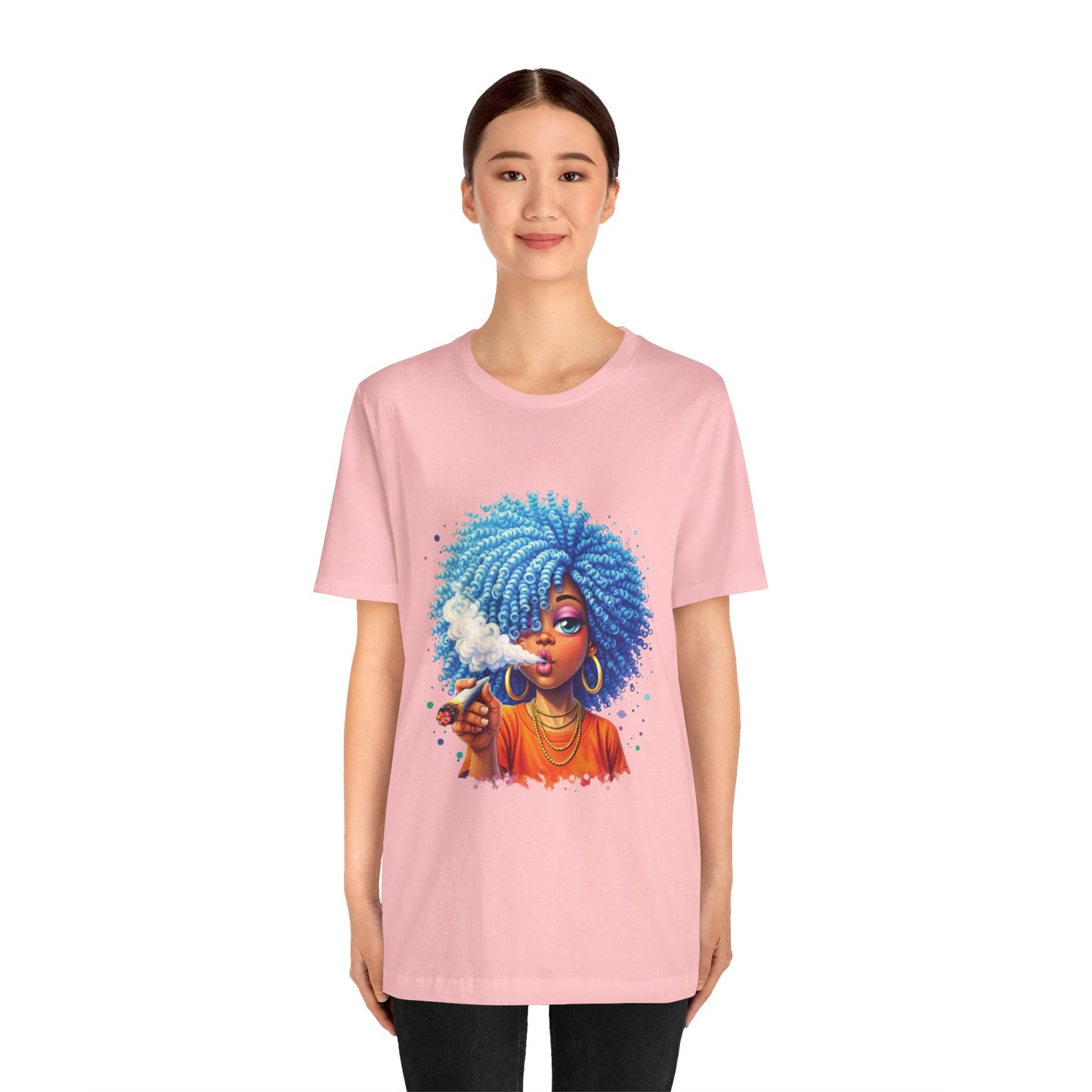 Afro Puff Vibes T-Shirt — Cool Blue Hair Graphic Tee