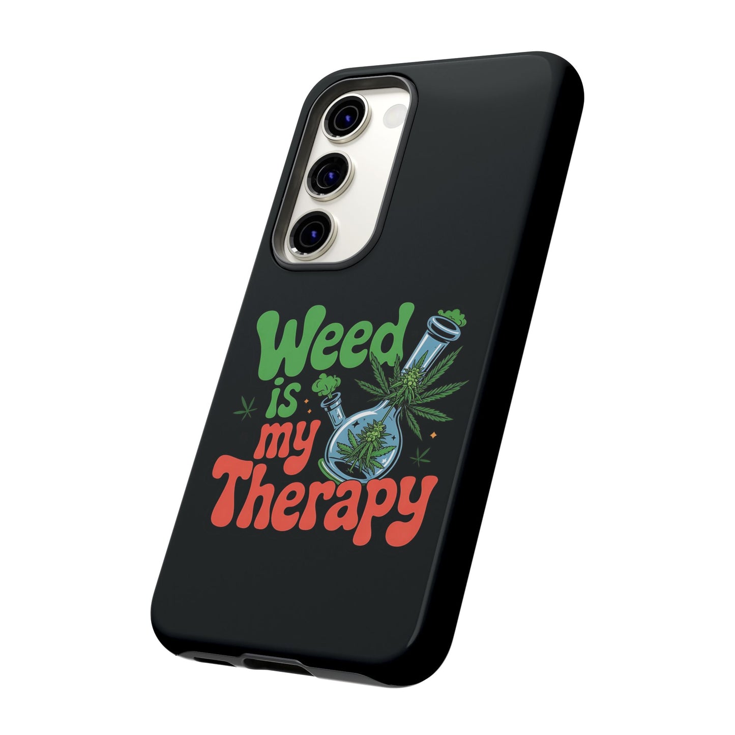 Phone Case — "Weed Is My Therapy" Retro Cannabis Design