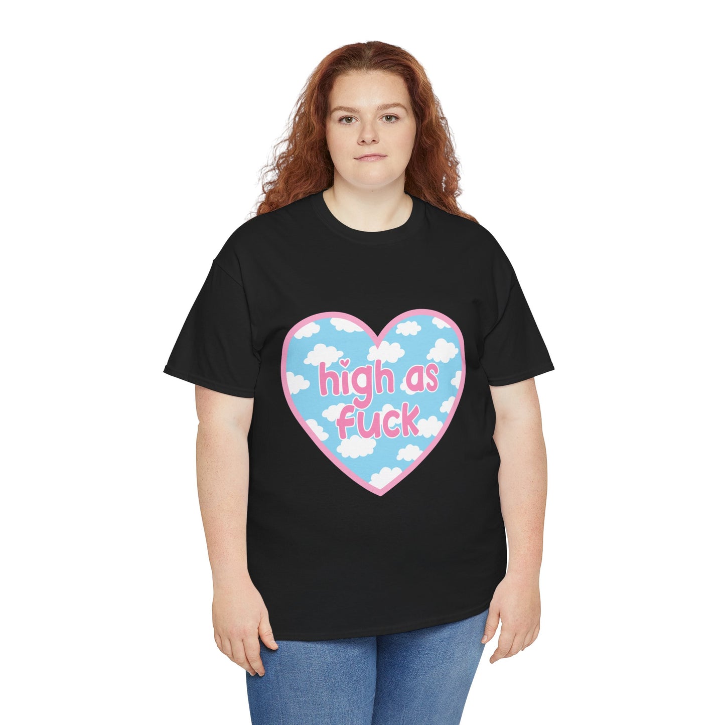 High as F*** Heart Tee — Cute Pastel Cloud Graphic T-Shirt