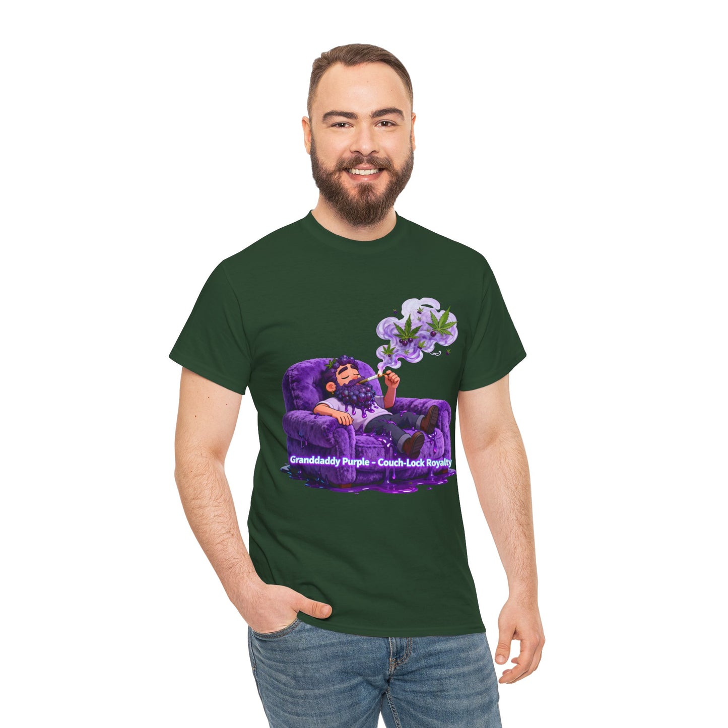 Couchlock Purple T‑Shirt — 'Couchlock Purple • Couch Back Slayin'' Relaxed Weed Vibe Tee