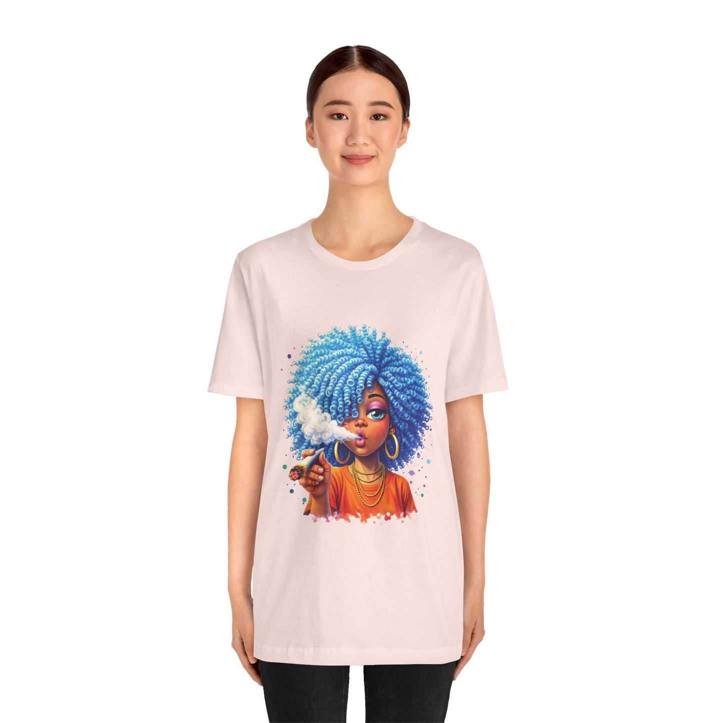 Afro Puff Vibes T-Shirt — Cool Blue Hair Graphic Tee