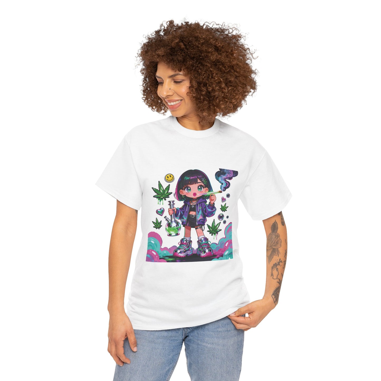 Graphic Tee — Cute Grunge Girl with 420 Art (Kawaii Stoner Aesthetic)
