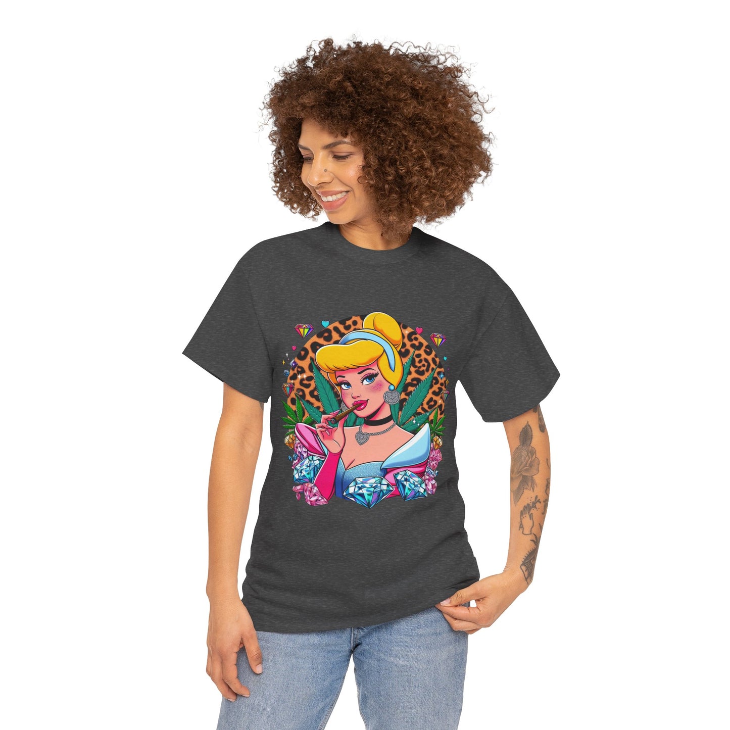 Cinderella Retro Pinup Tee — "Look Like Barbie, Smoke Like Marley" Graphic T‑Shirt