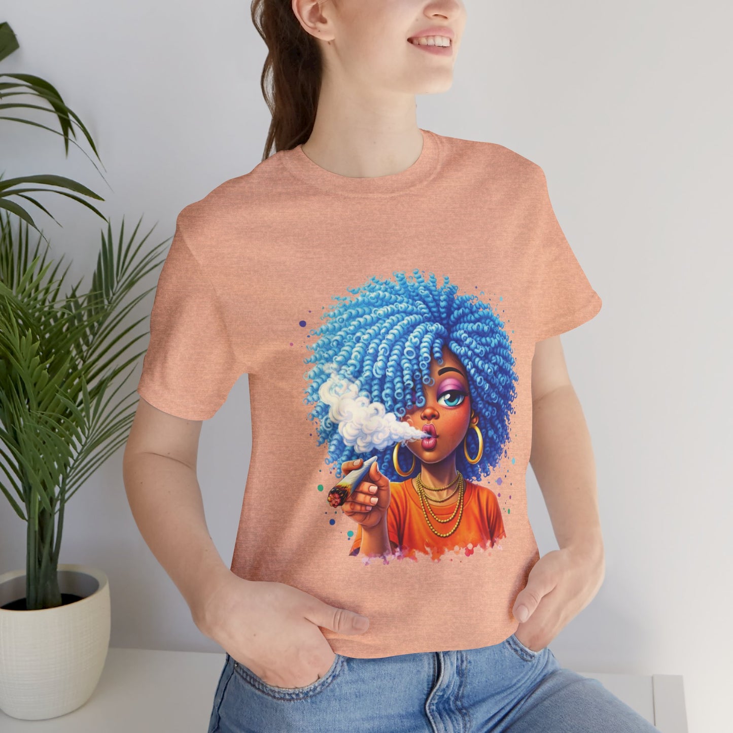 Afro Puff Vibes T-Shirt — Cool Blue Hair Graphic Tee