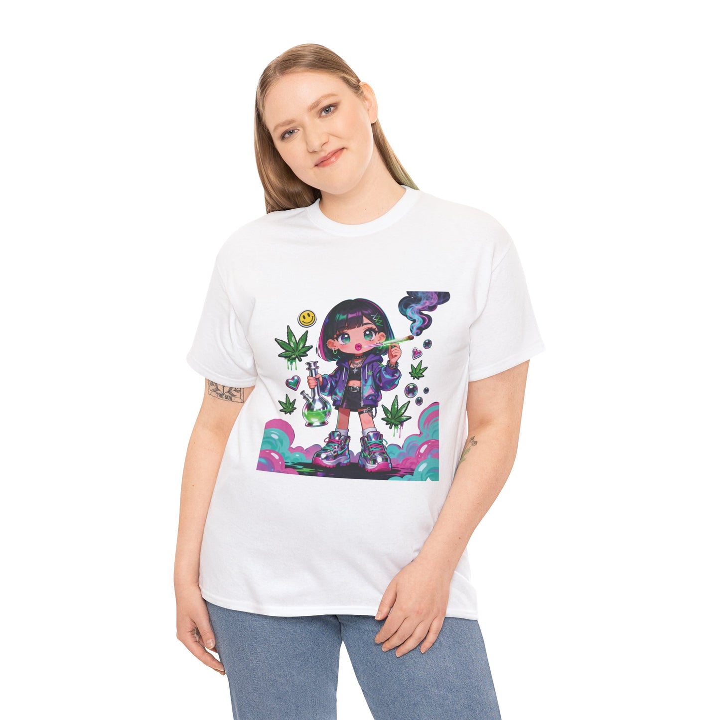 Graphic Tee — Cute Grunge Girl with 420 Art (Kawaii Stoner Aesthetic)
