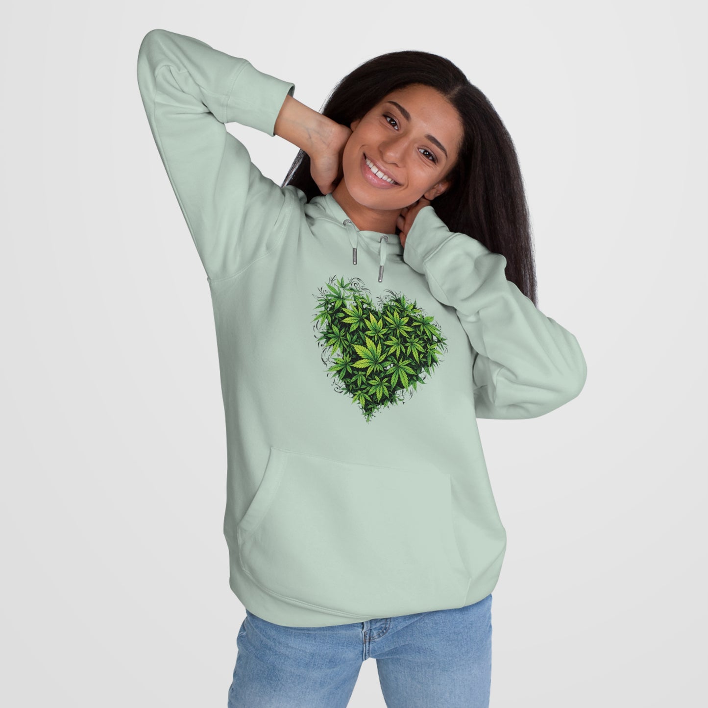 Green Heart Hoodie — 'Take the High Road' Green Heart Leaf Hoodie