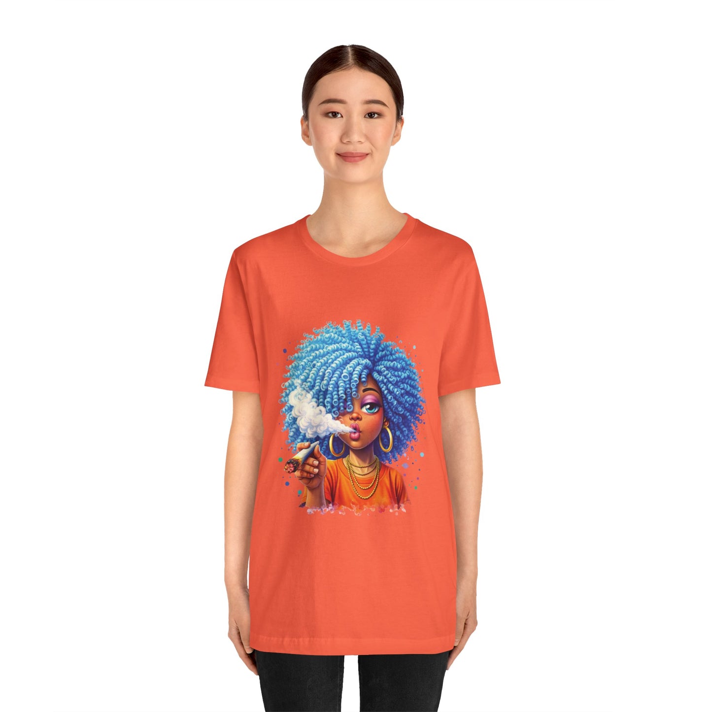 Afro Puff Vibes T-Shirt — Cool Blue Hair Graphic Tee