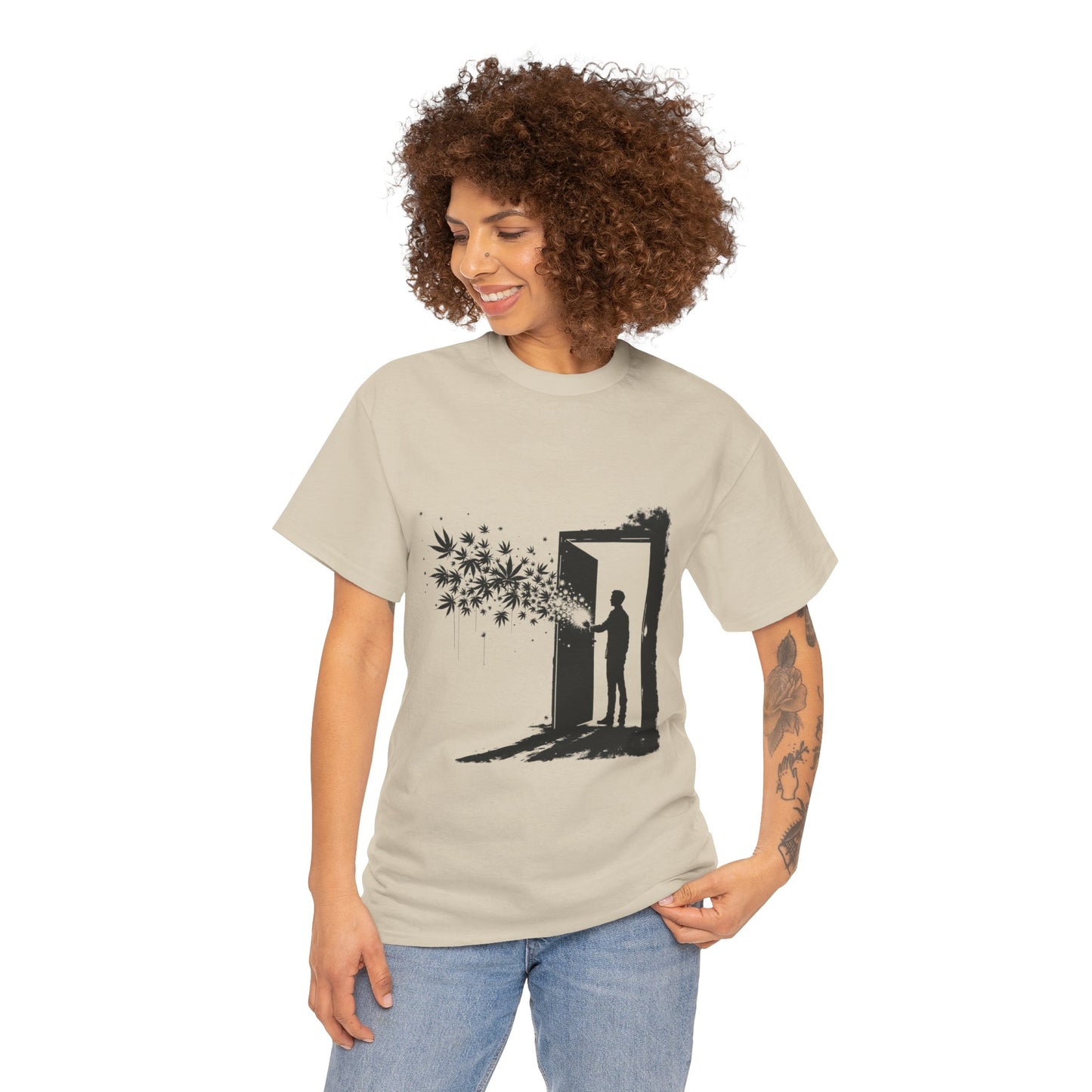 Dream Portal T‑Shirt — Silhouette Doorway with Stars Graphic