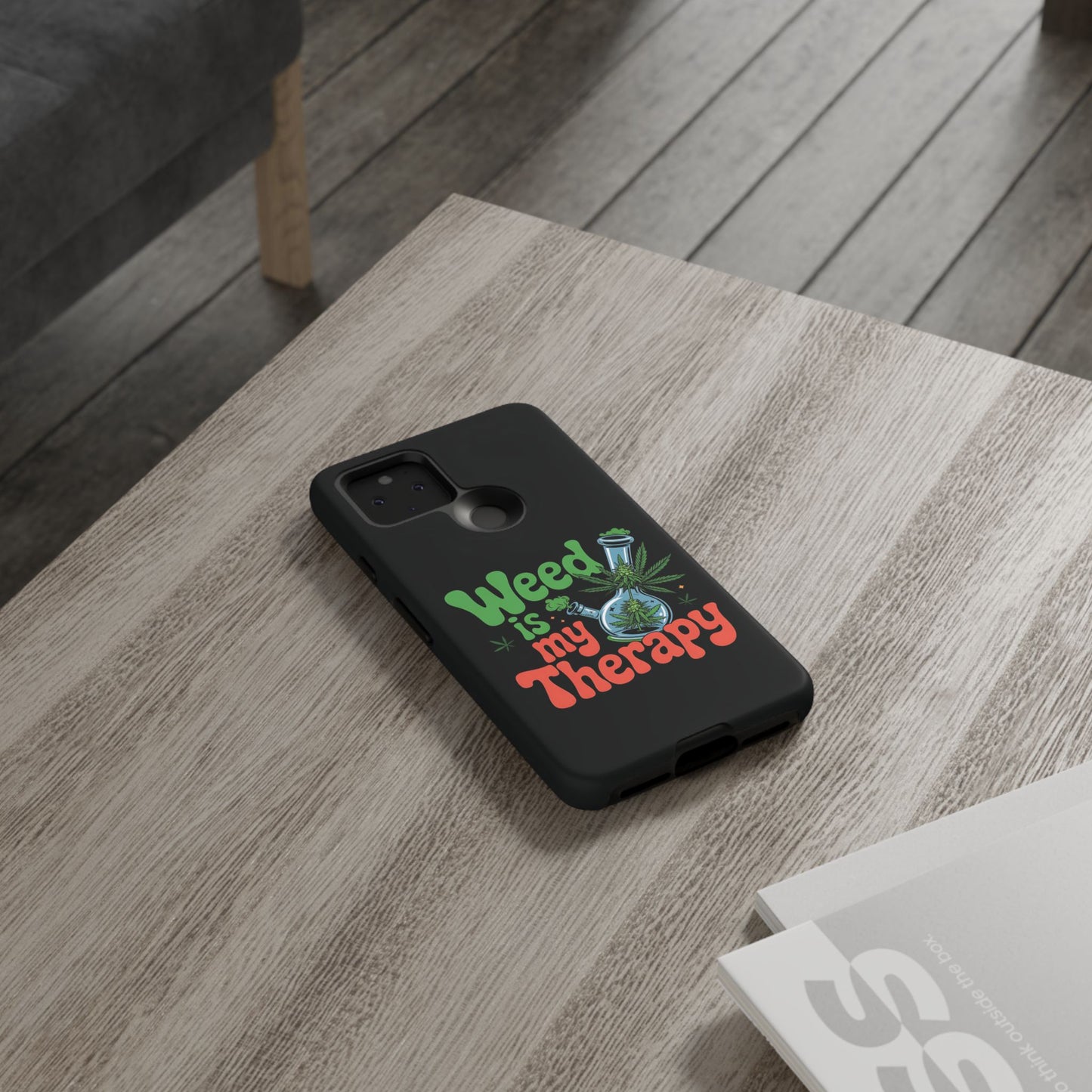 Phone Case — "Weed Is My Therapy" Retro Cannabis Design