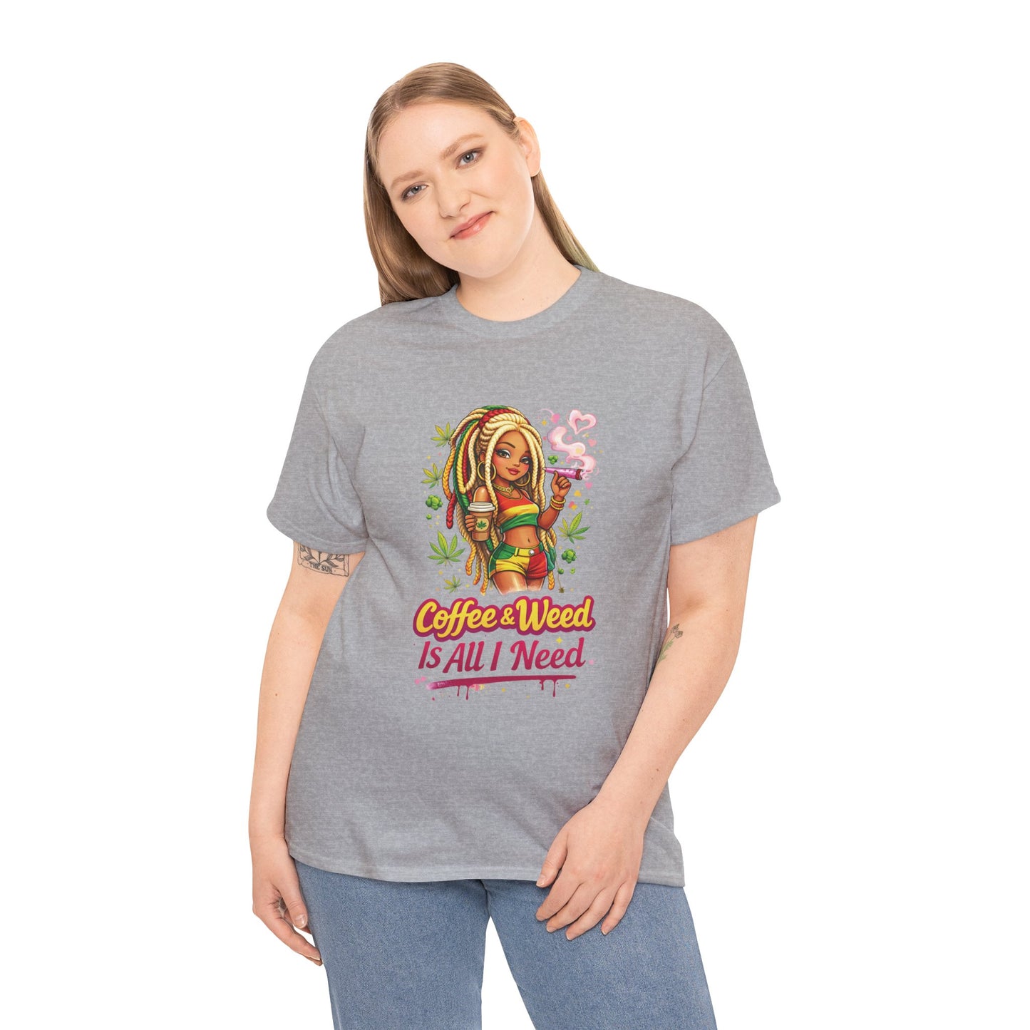 T-Shirt — "Coffee & Weed Is All I Need" Rasta Vibe Graphic Tee