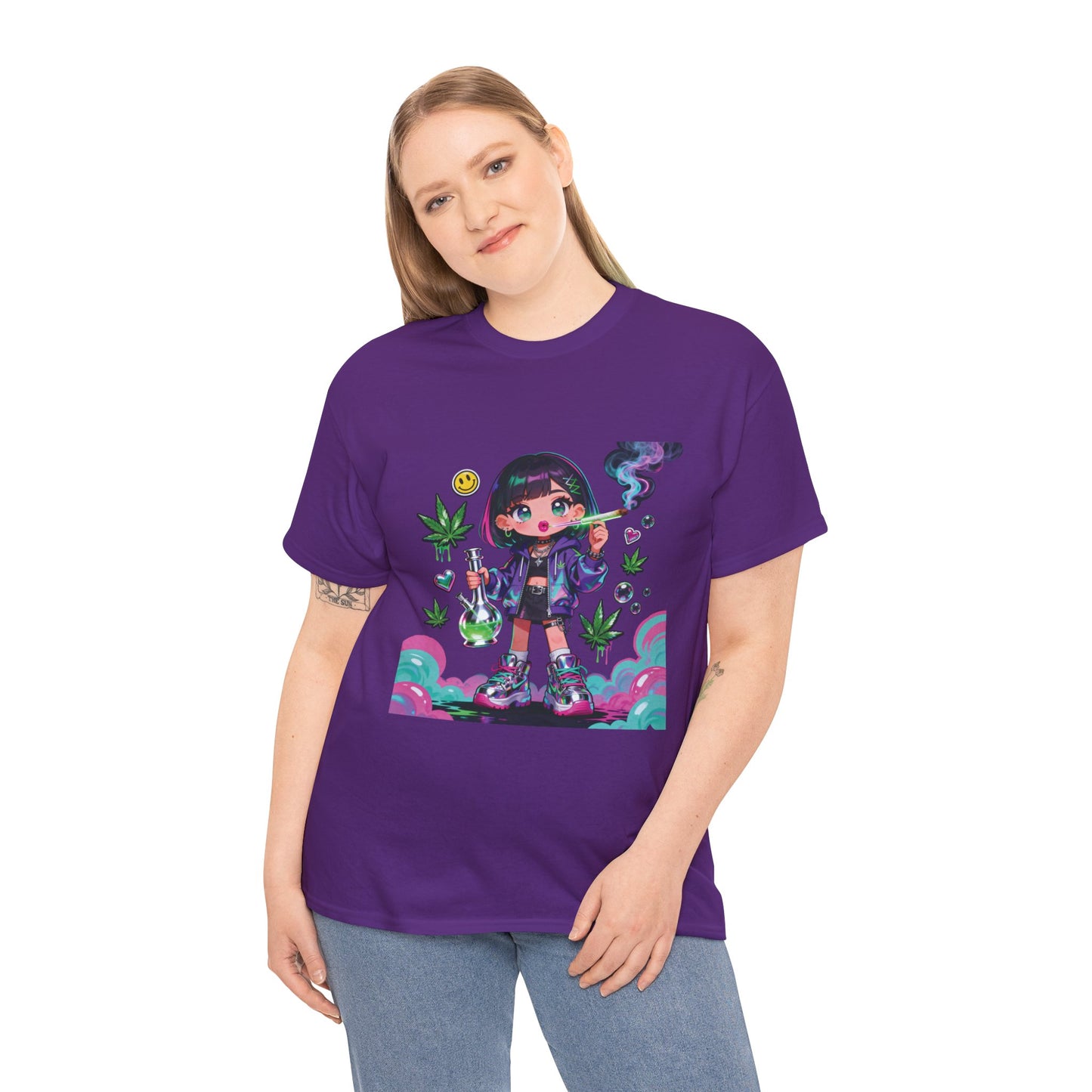 Graphic Tee — Cute Grunge Girl with 420 Art (Kawaii Stoner Aesthetic)