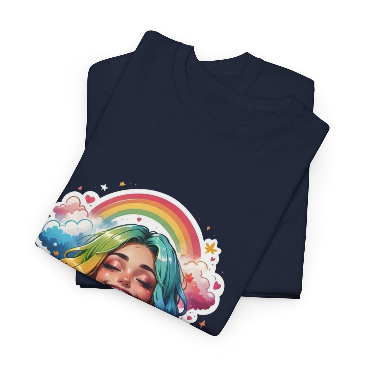 Rainbow Girl T-Shirt — Colorful Smiling Portrait Tee