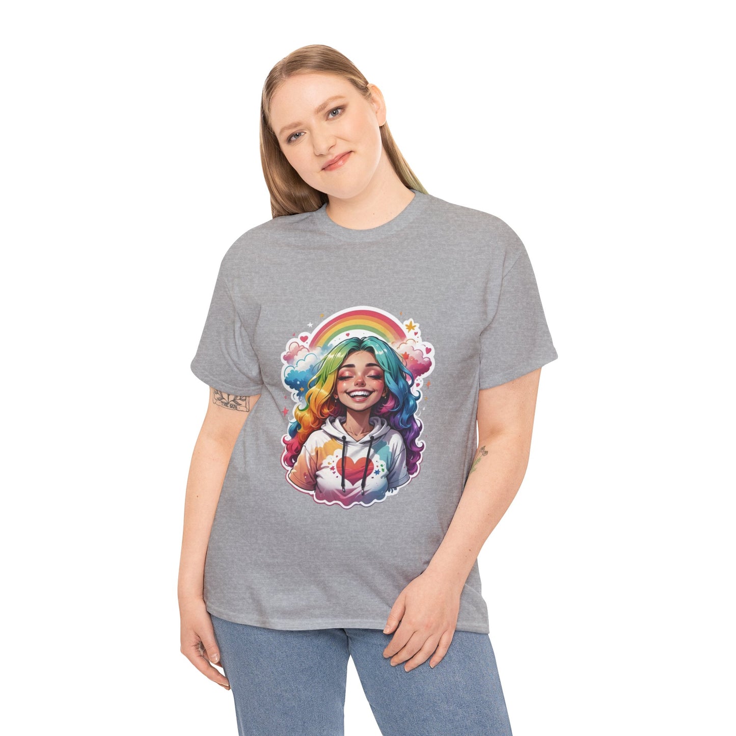 Rainbow Girl T-Shirt — Colorful Smiling Portrait Tee