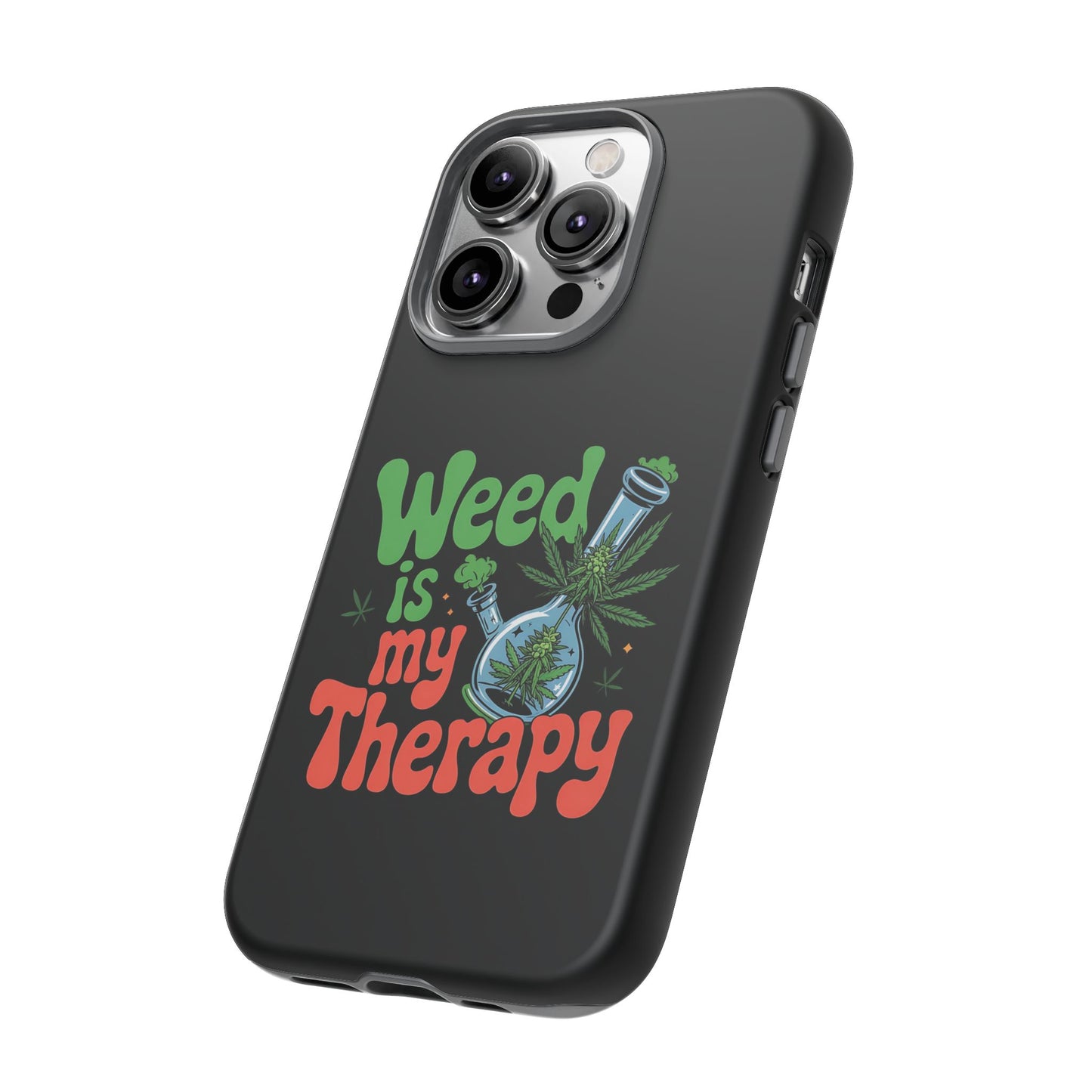 Phone Case — "Weed Is My Therapy" Retro Cannabis Design