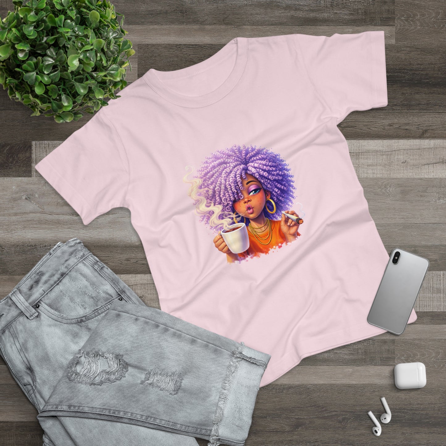 Women's T-Shirt — Afro Puff Coffee Girl Graphic Tee