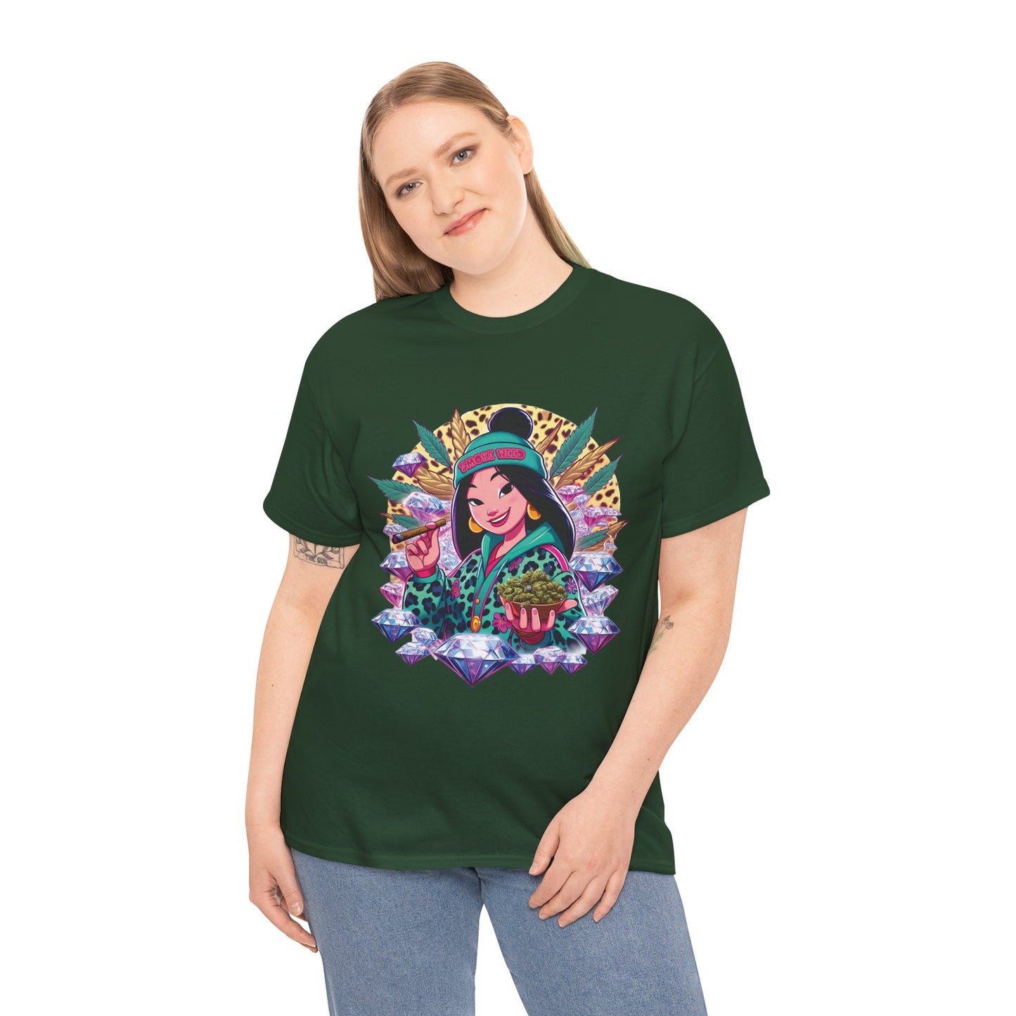 Mulan Floral Portrait T‑Shirt — Vibrant Asian Princess Illustration Tee