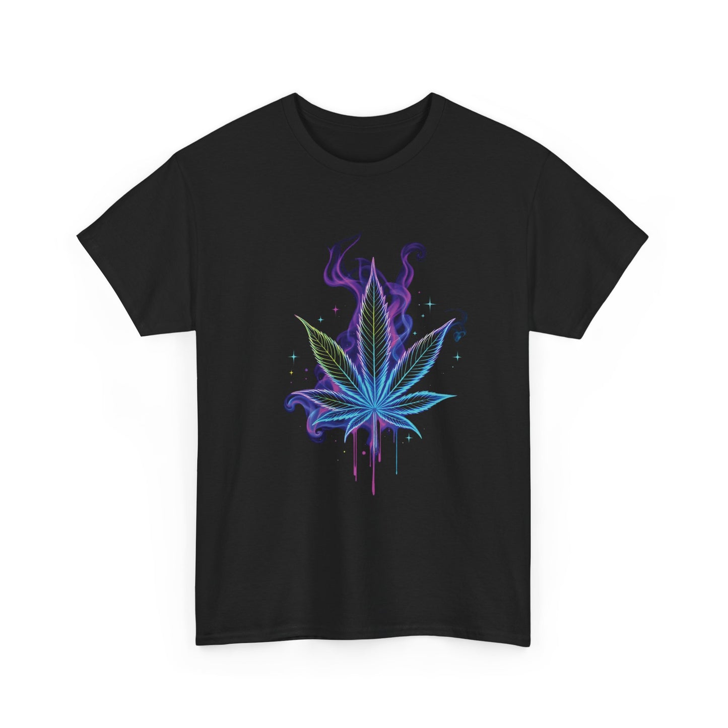 Psychedelic Neon 420 Leaf T-Shirt – Glow Smoke Plant Graphic Tee