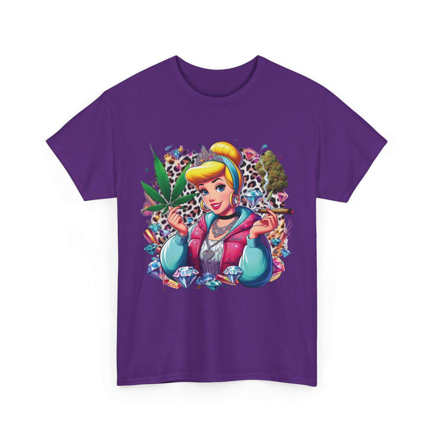 Cinderella Stoner Graphic Tee — Retro Princess Smoking Weed Art Shirt