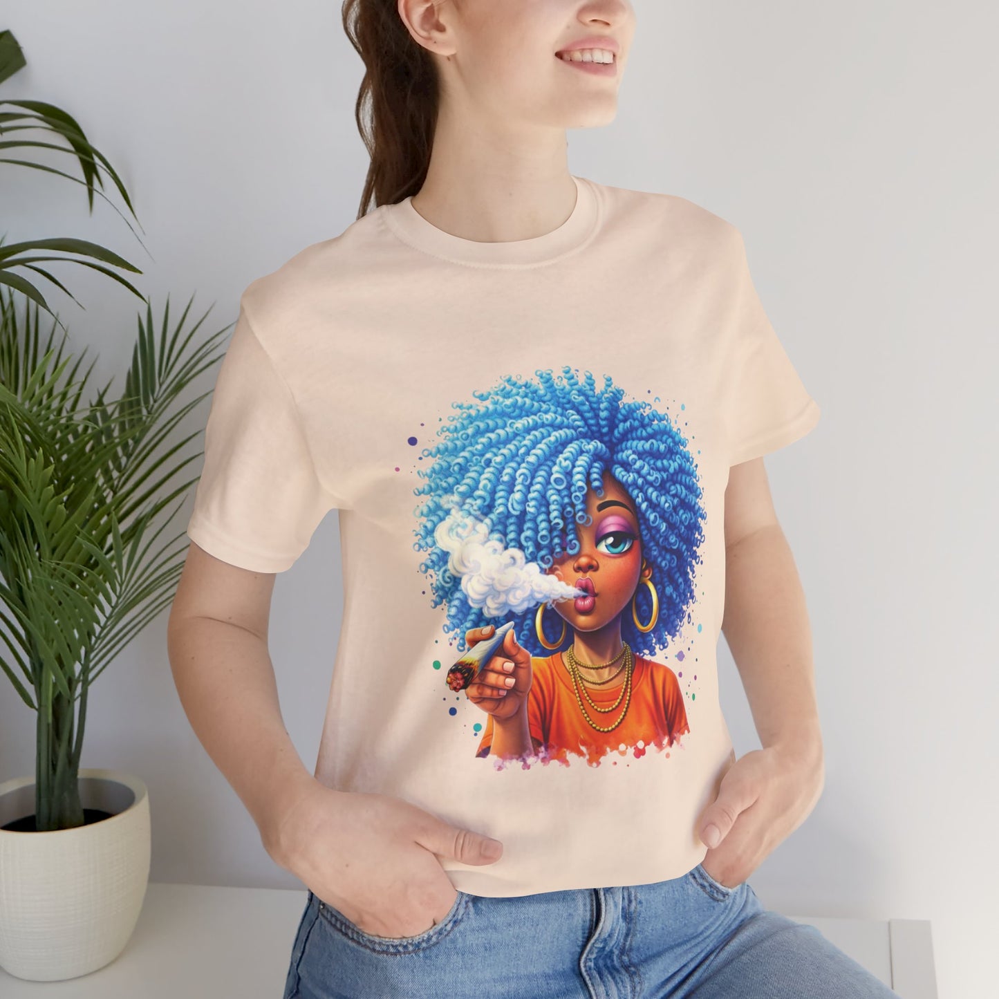Afro Puff Vibes T-Shirt — Cool Blue Hair Graphic Tee