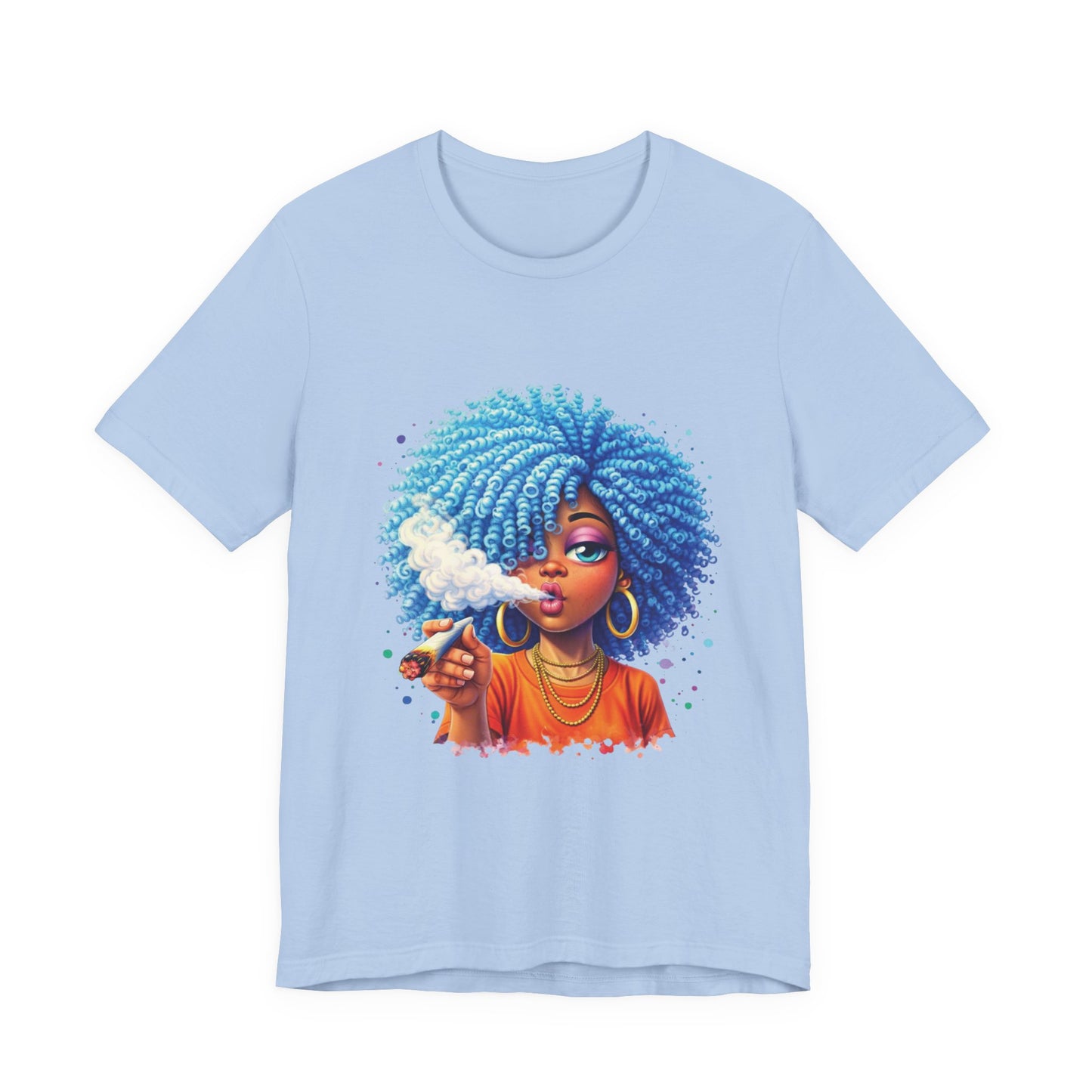 Afro Puff Vibes T-Shirt — Cool Blue Hair Graphic Tee