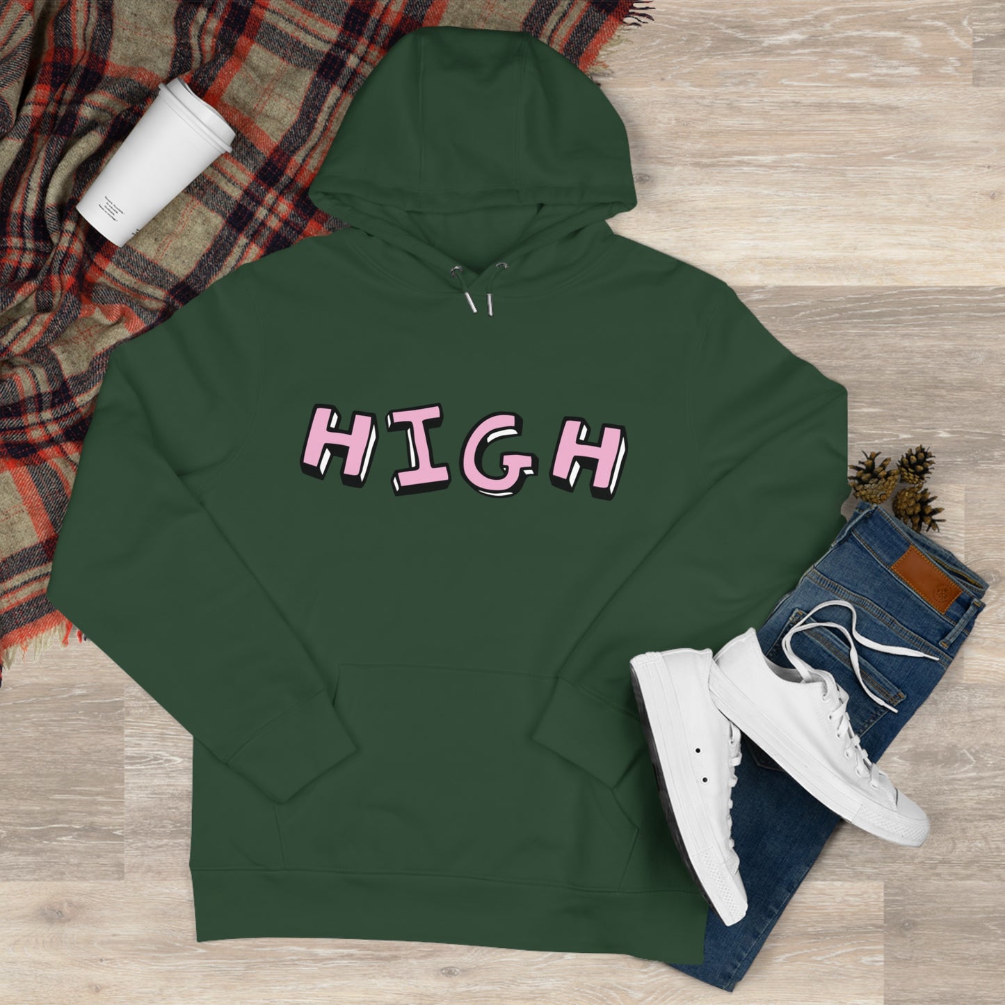 420 Hoodie — "HIGH" Front & "It's 4:20 Baby" Back Graphic Pullover