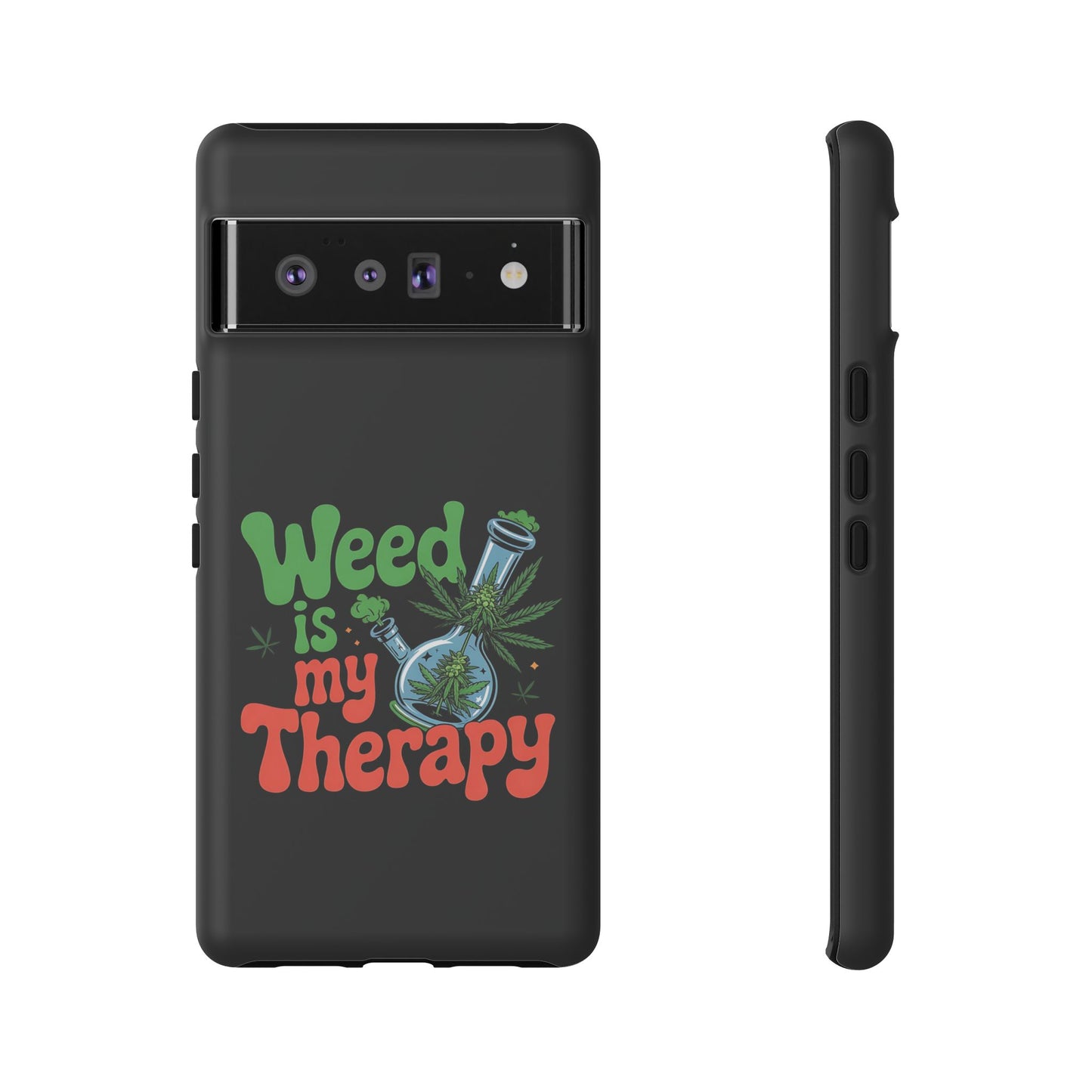 Phone Case — "Weed Is My Therapy" Retro Cannabis Design